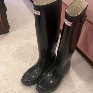 Hunter Original Tall Gloss Women's Rain Boots - Black Size 8